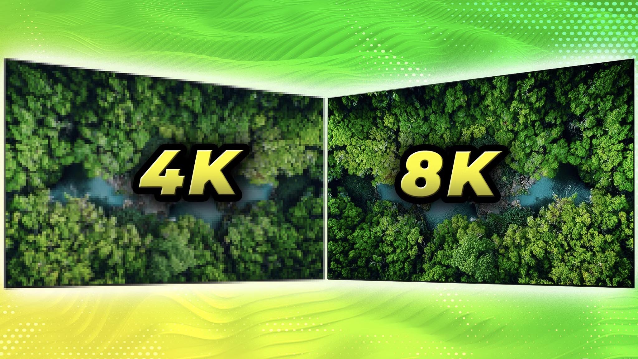 کیفیت تصویر 4K و 8K  در 58 تا 58 اینچ