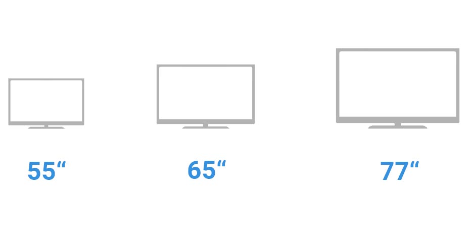 تلویزیون ال جی C9 در سایز های 55 اینچ، 65 اینچ و 77 اینچ تولید می شود