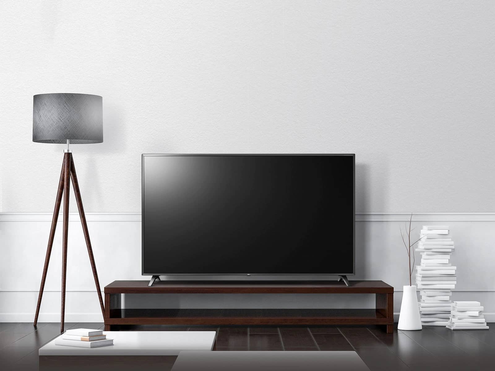 طراحی شیک تلویزیون 43 اینچ و 49 اینچ ال جی UM7490 رنگ سفید