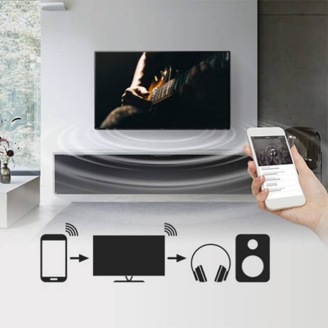 انتقال صدای تلویزیون HX650M به گوشی با Bluetooth Audio Link