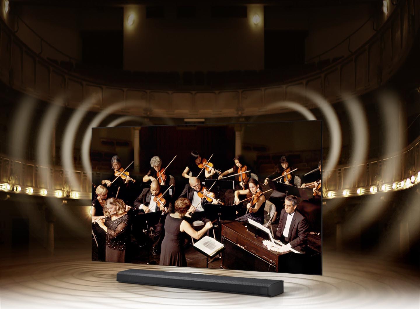 پخش صدای هماهنگ از ساندبار و تلویزیون Q70A با فناوری Q-Symphony