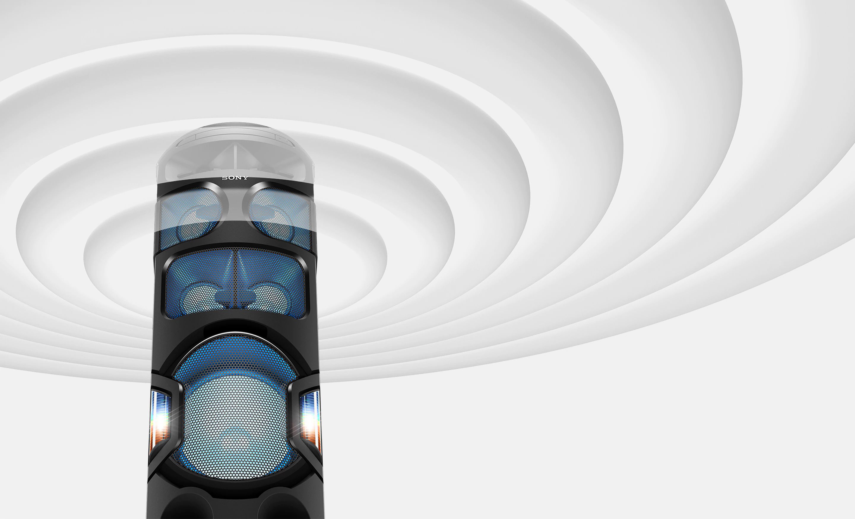 بلندگو های زاویه دار در سیستم صوتی V81 سونی صدای بلند و فراگیری تولید می کنند