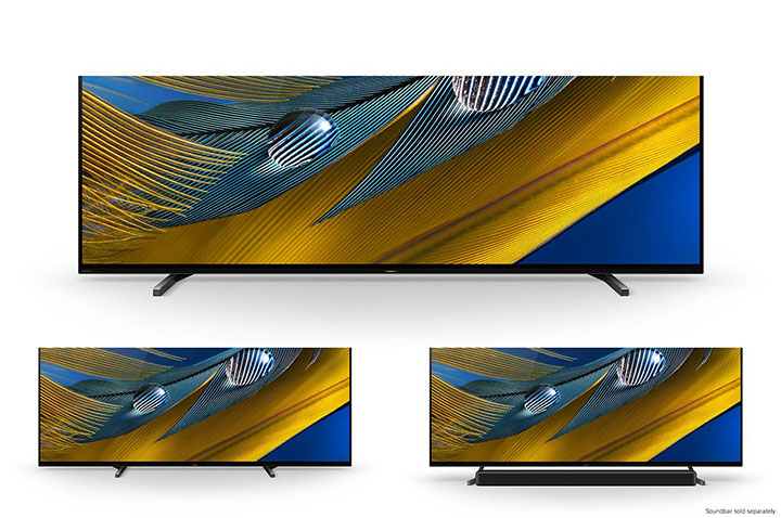 قابلیت تنظیم پایه های تلویزیون 55 اینچ A80J در 3 حالت مختلف