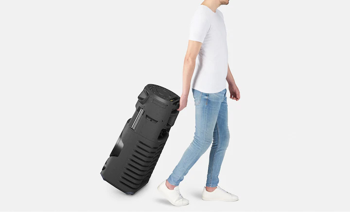 طراحی دستگیره و چرخ در سیستم صوتی V43D جهت حمل و نقل راحت